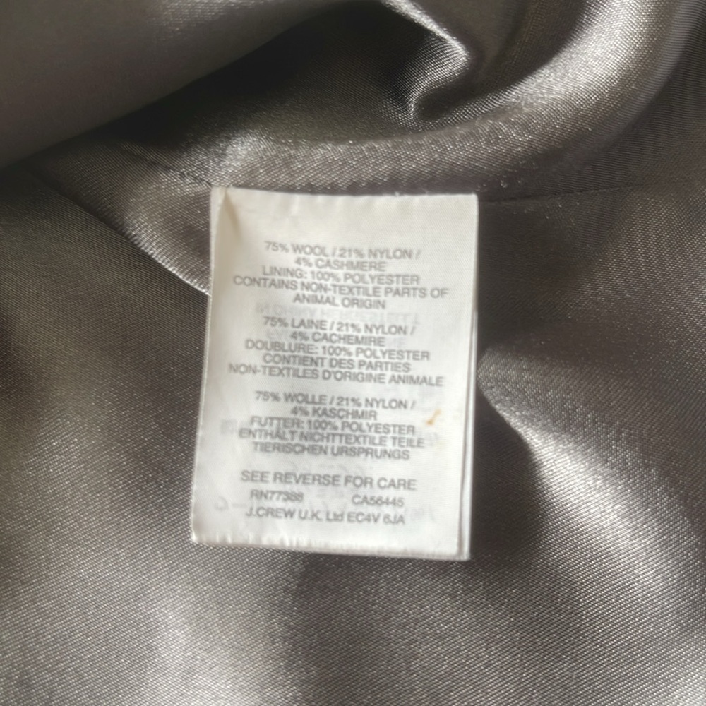 J. Crew Gray Wool Toggle Hooded Cape Coat with Tan Leather Accents - Picture 11 of 12